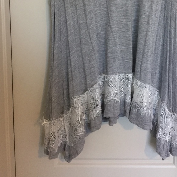 Heather Gray & Lace Cotton Top - Picture 5 of 5